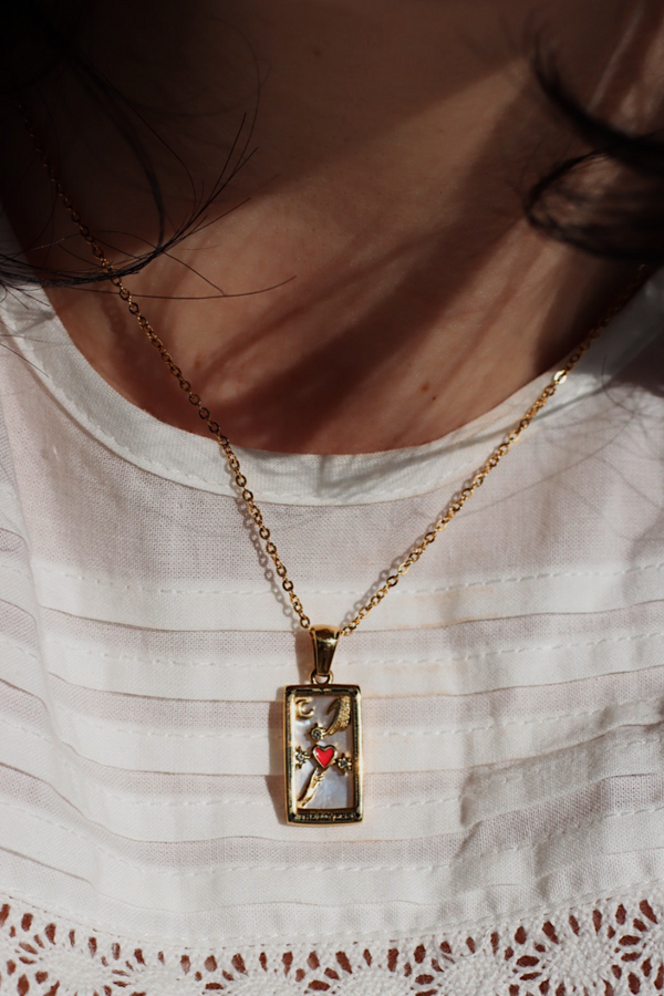 The Lovers Tarot Card Necklace