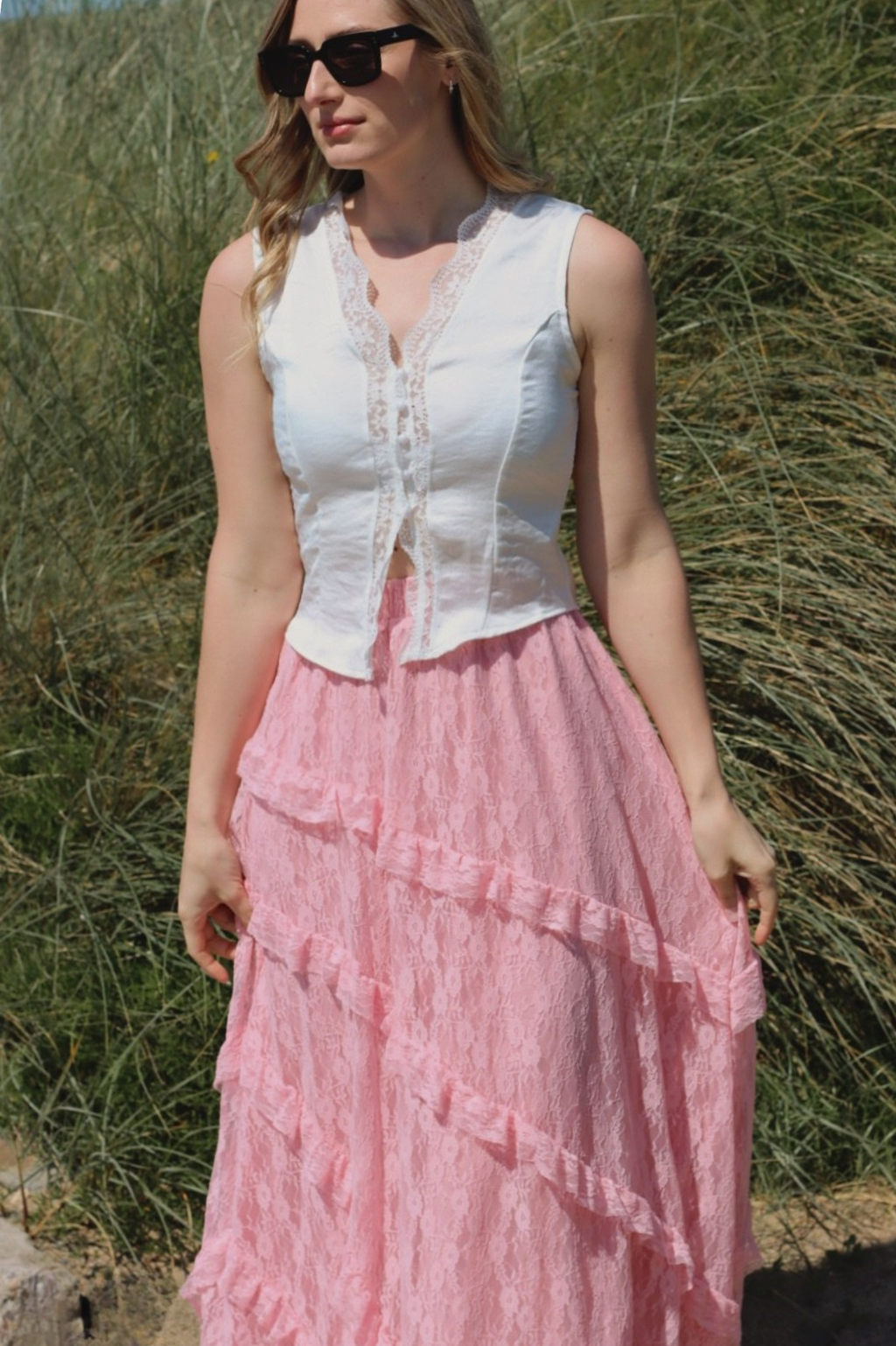 Demi Lace Skirt Pink