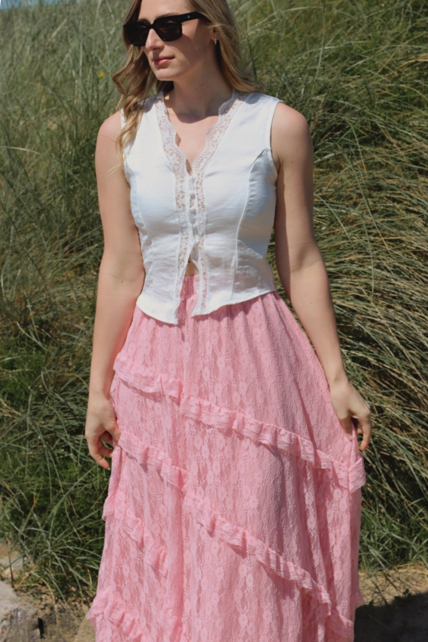 Demi Lace Skirt Pink