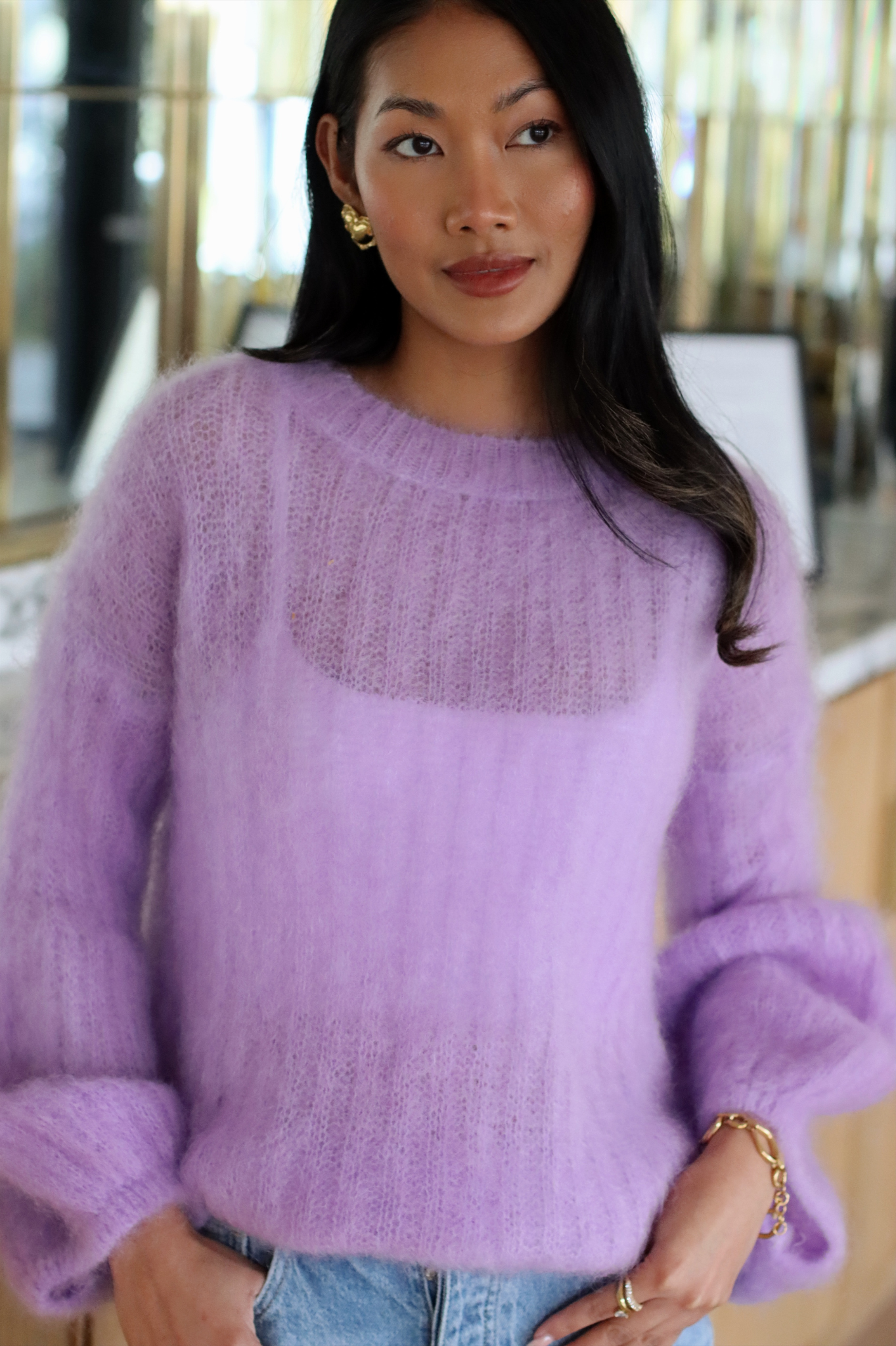 KELLY MOHAIR BLEND SWEATER LAVENDER