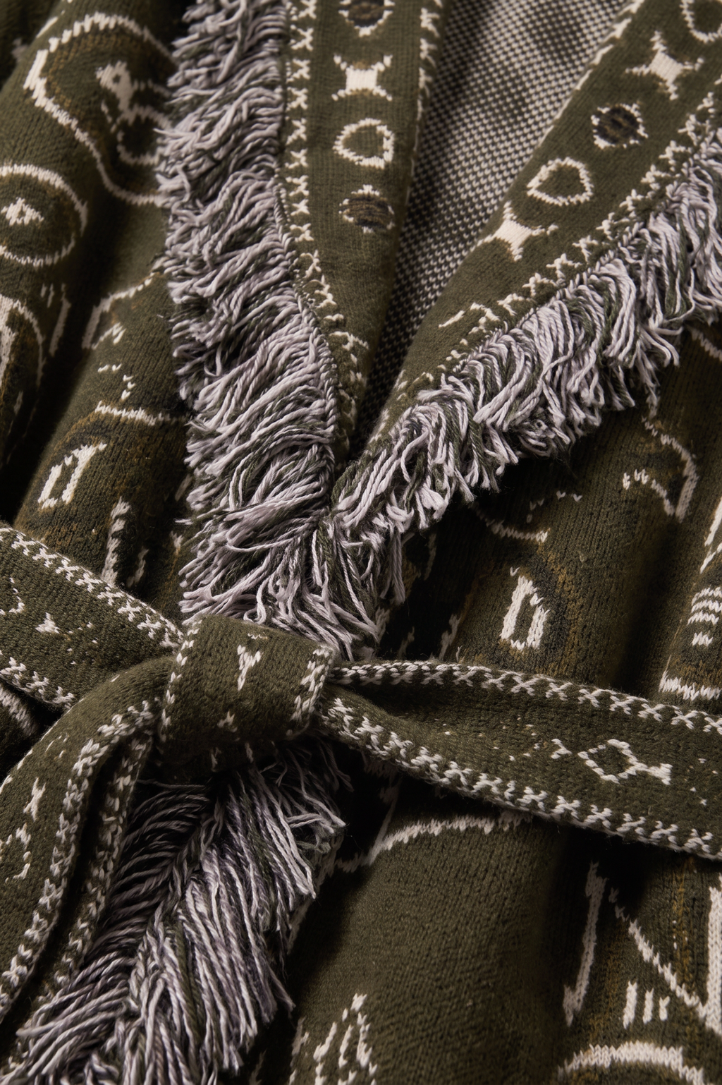 KAYA PAISLEY BANDANA PRINT WRAP CARDIGAN KHAKI