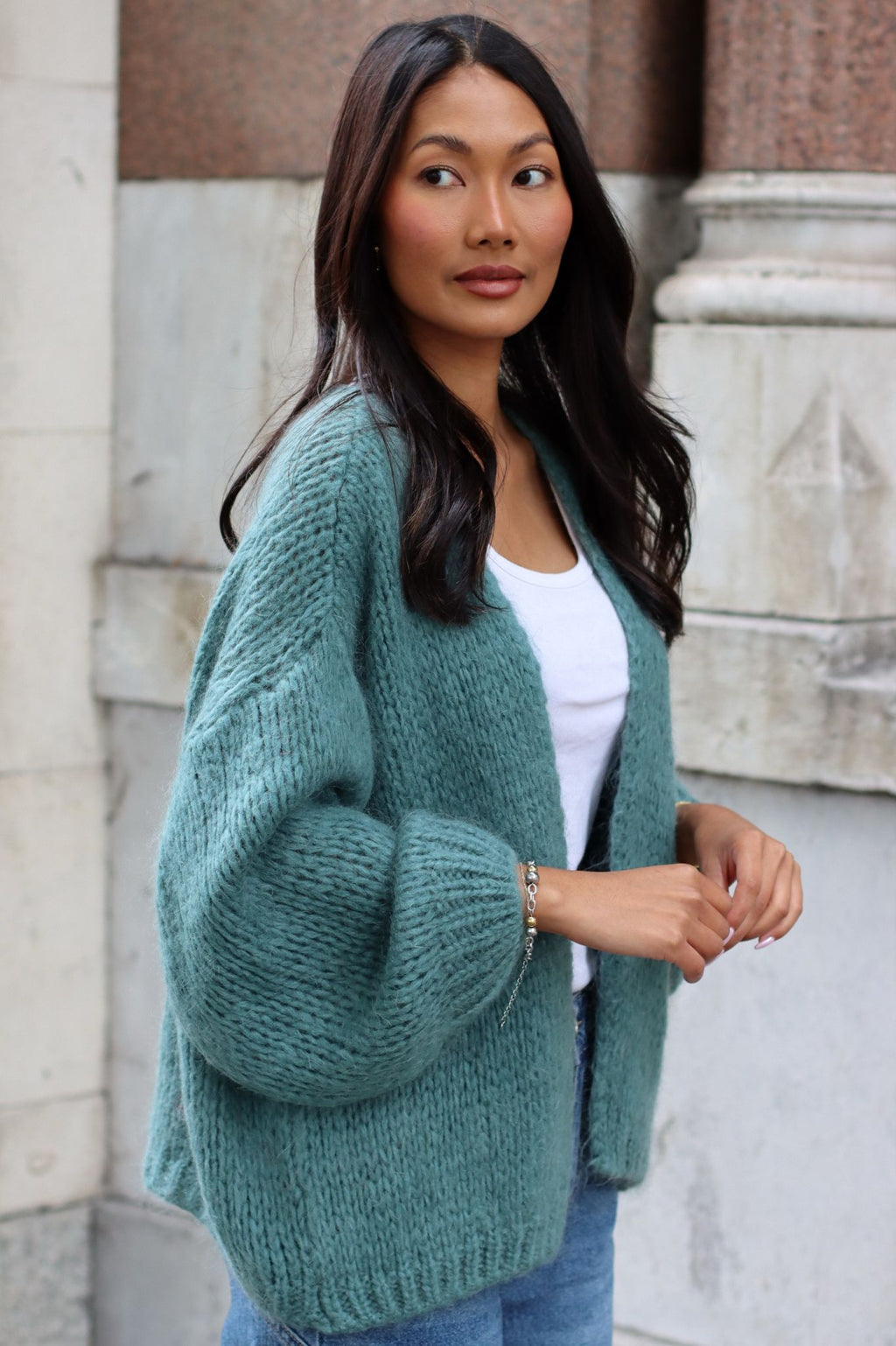 KENZA KNITTED CARDIGAN TEAL