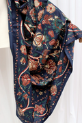 Square Floral Shawl Navy