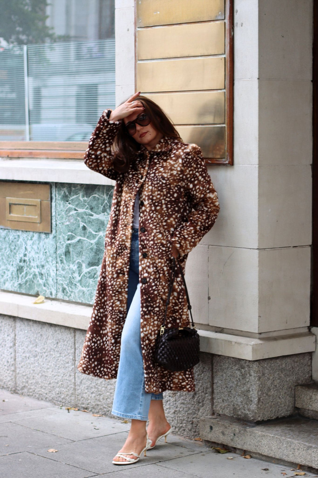 Romy Deer Print Long Coat