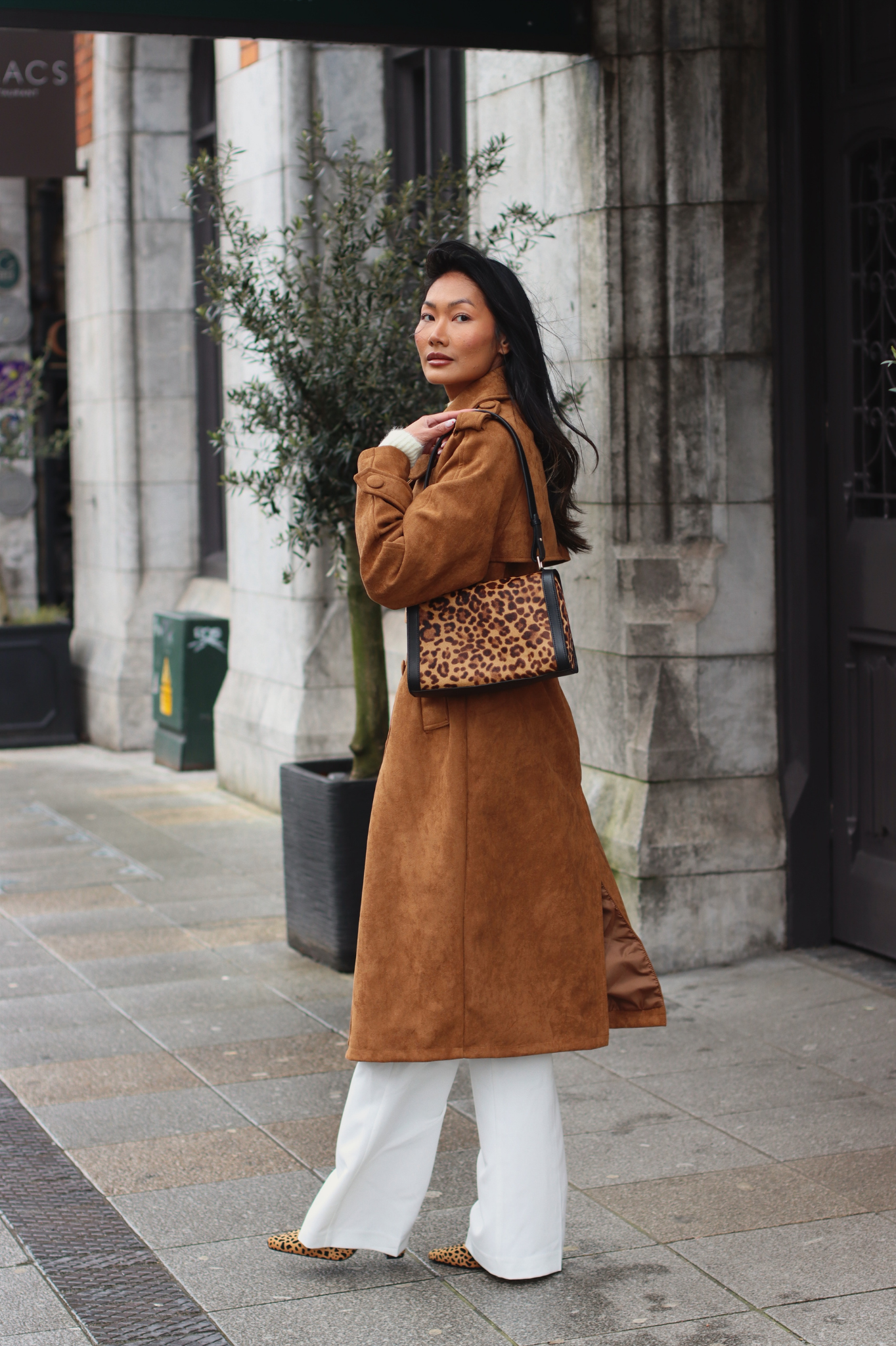 RAYE FAUX SUEDE TRENCH - CARMEL