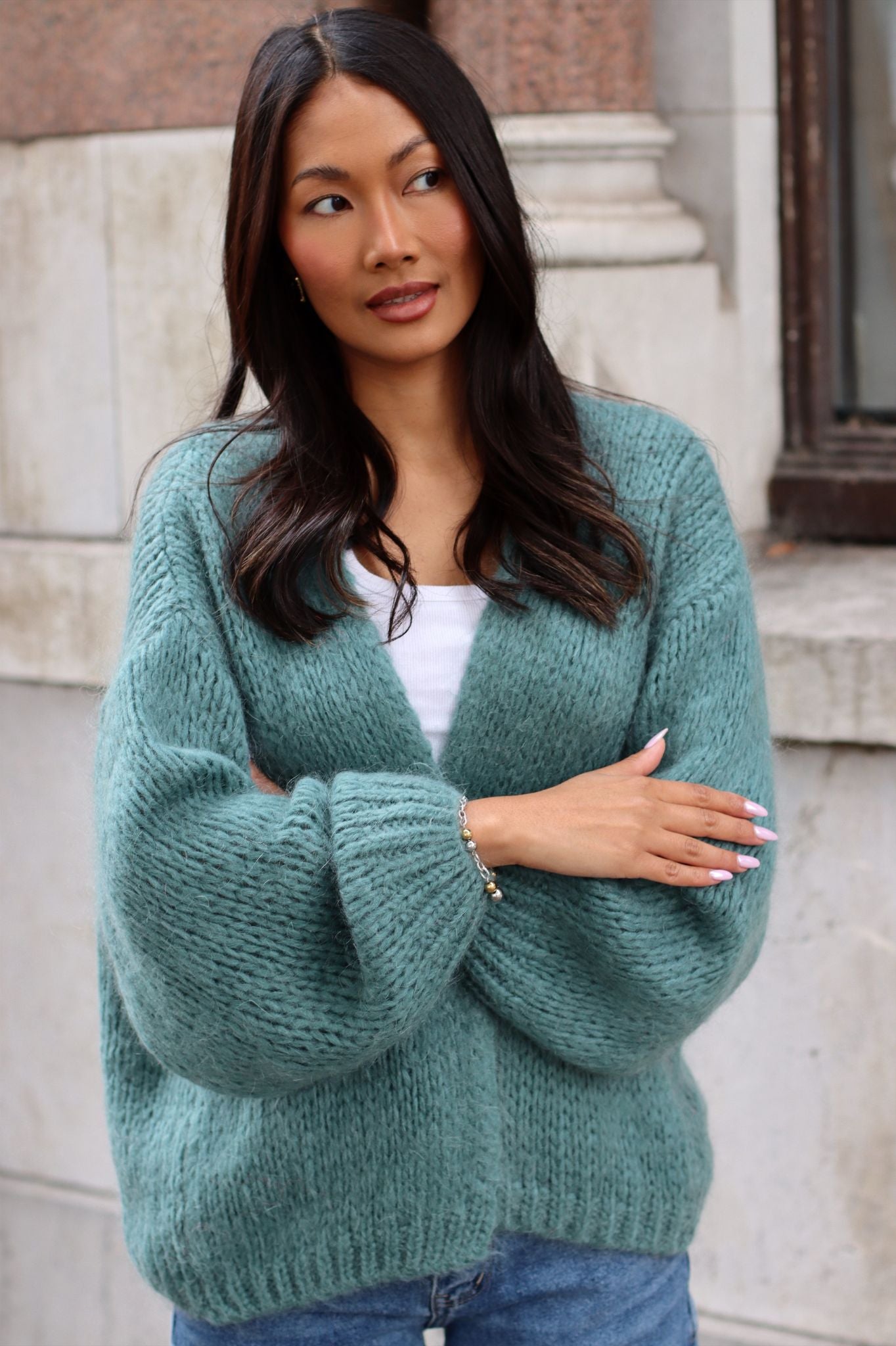 KENZA KNITTED CARDIGAN TEAL