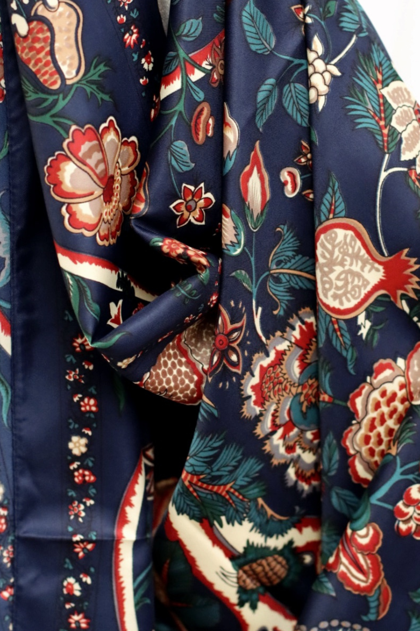 Square Floral Shawl Navy