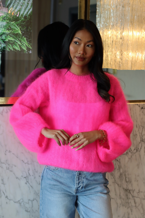 KELLY MOHAIR BLEND SWEATER NEON PINK