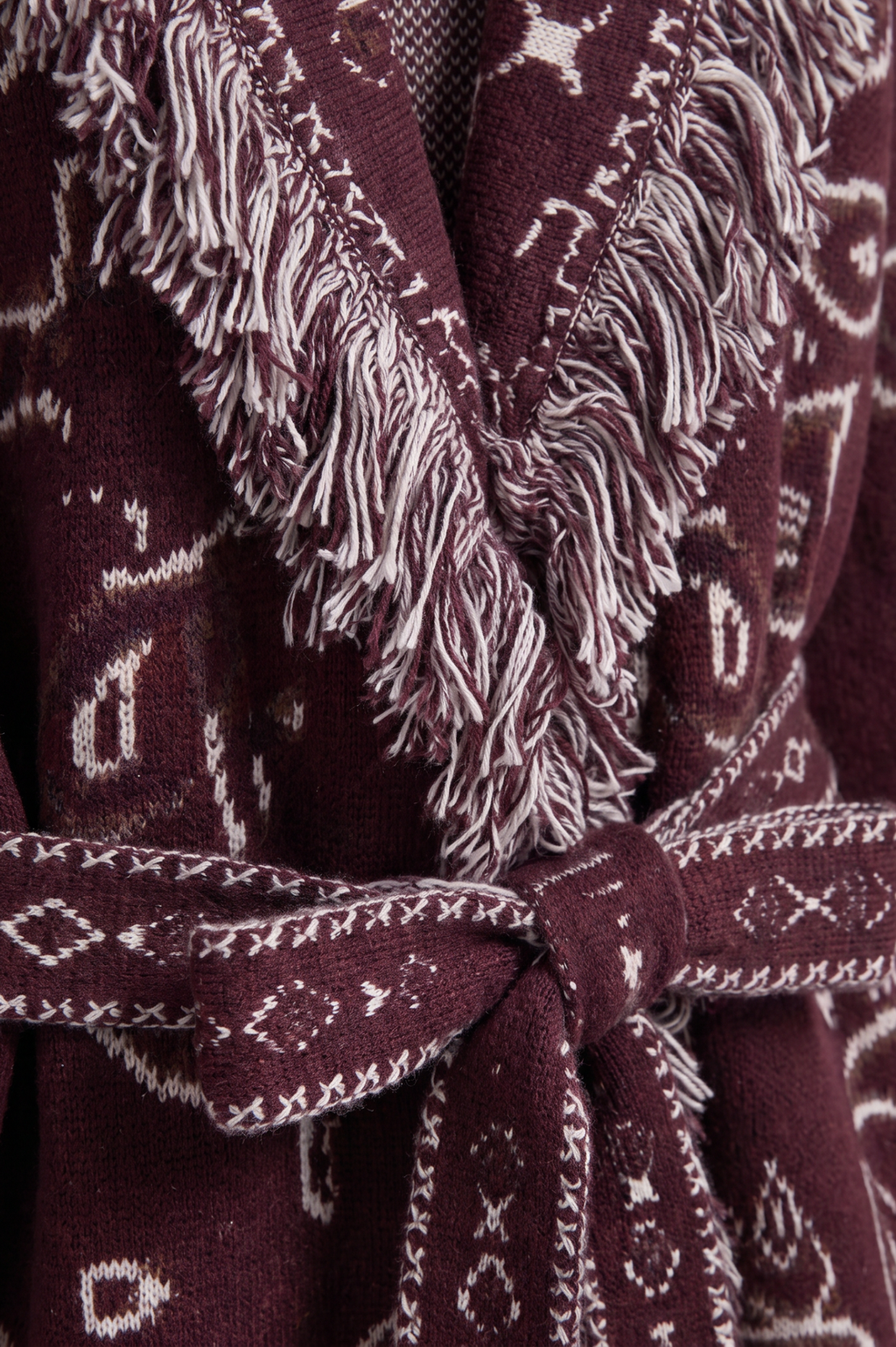 KAYA PAISLEY BANDANA PRINT WRAP CARDIGAN BURGUNDY