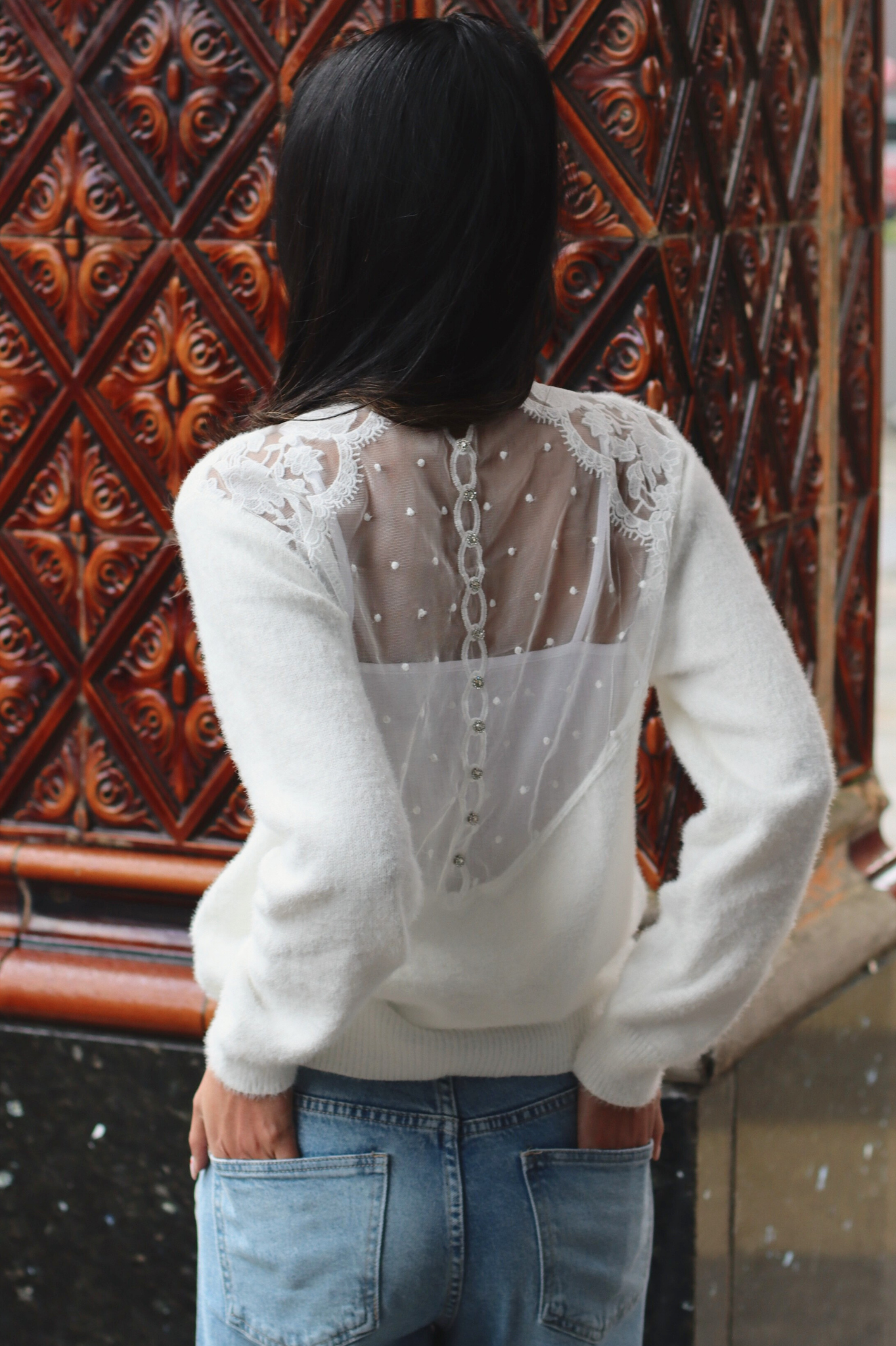 KENNY LACE BACK SWEATER