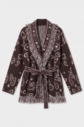 KAYA PAISLEY BANDANA PRINT CARDIGAN BROWN