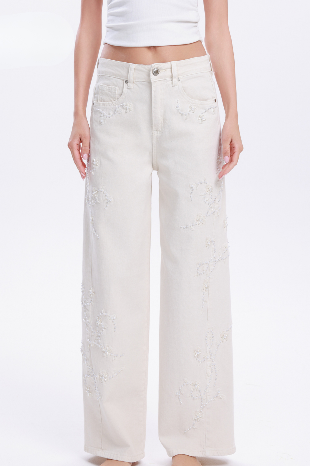 MONA EMBELLISHED WIDE JEANS