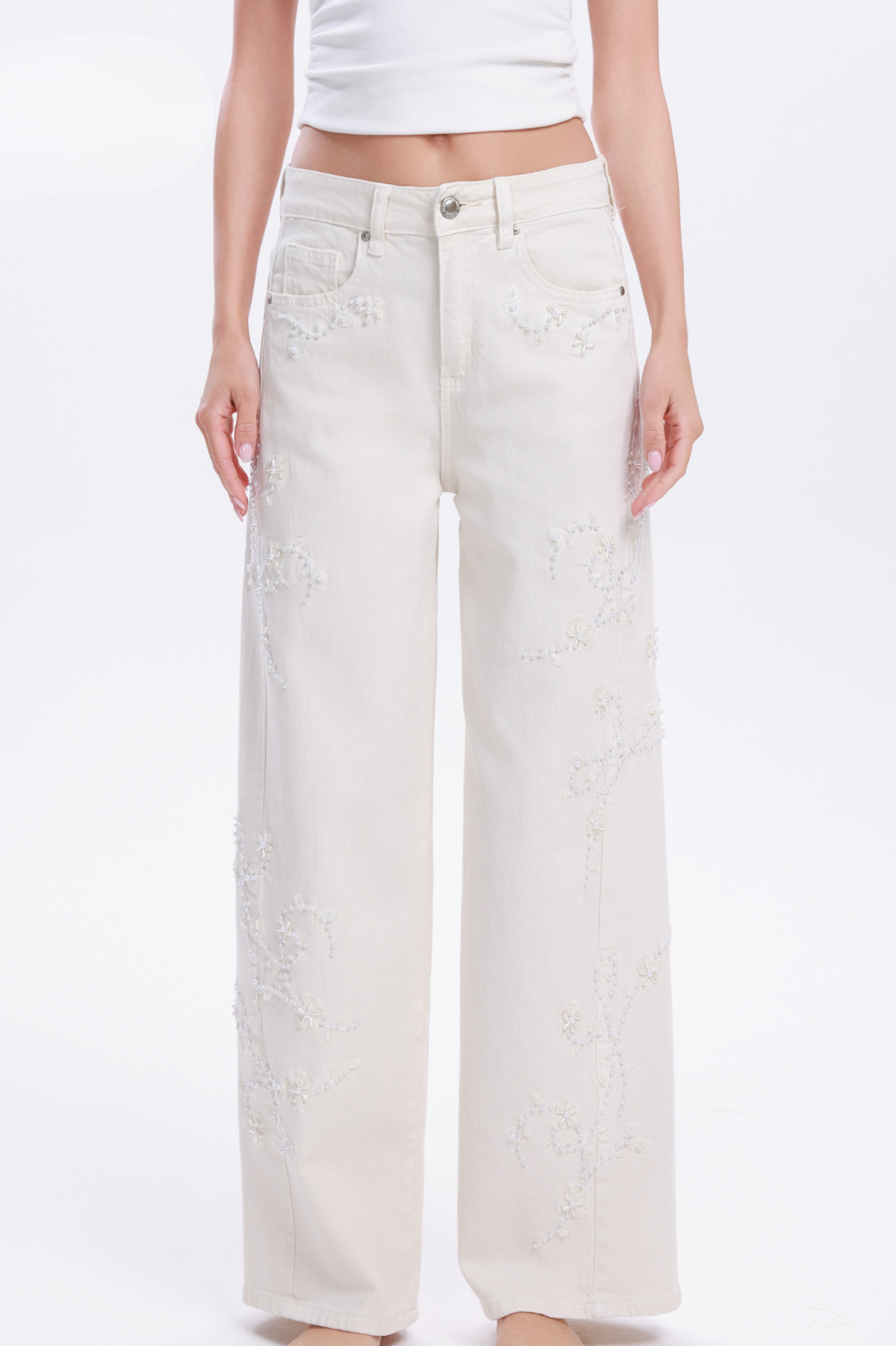 MONA EMBELLISHED WIDE JEANS