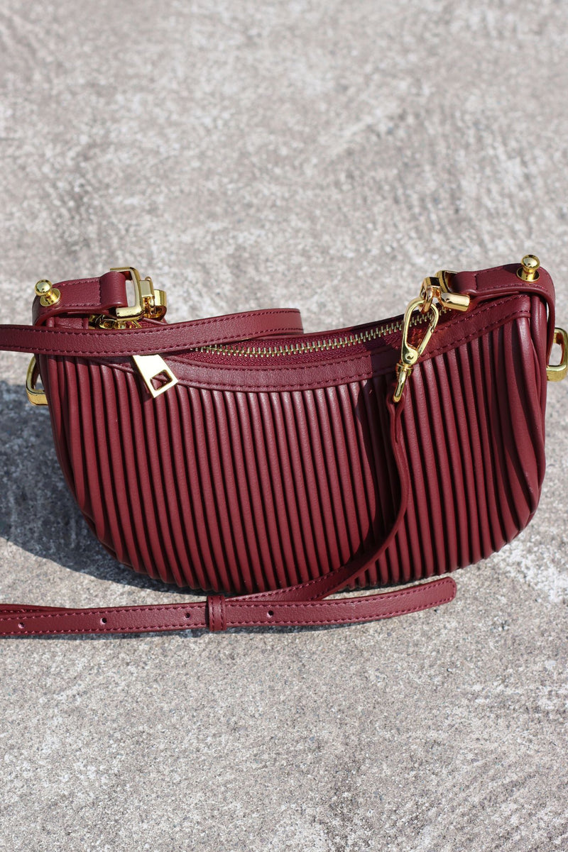 FLORIANNA PLISSE BAG BURGUNDY