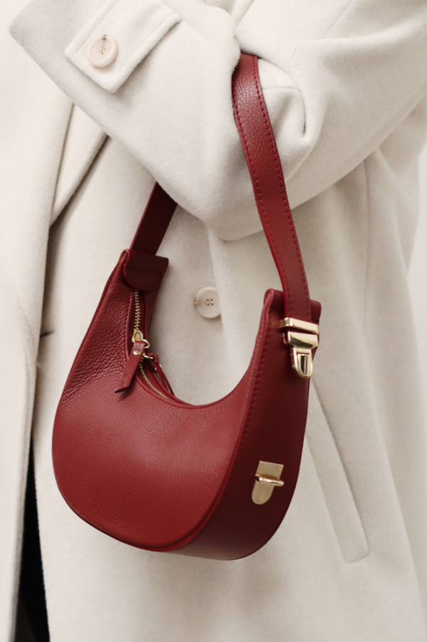 FAITH MINI HALF MOON BAG RED WINE