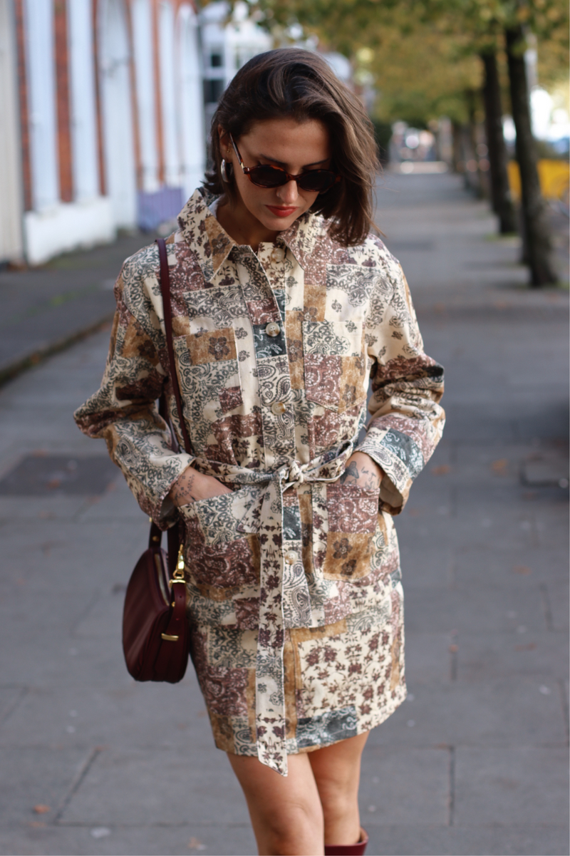 LUZ PATCHWORK PRINT MINI SKIRT