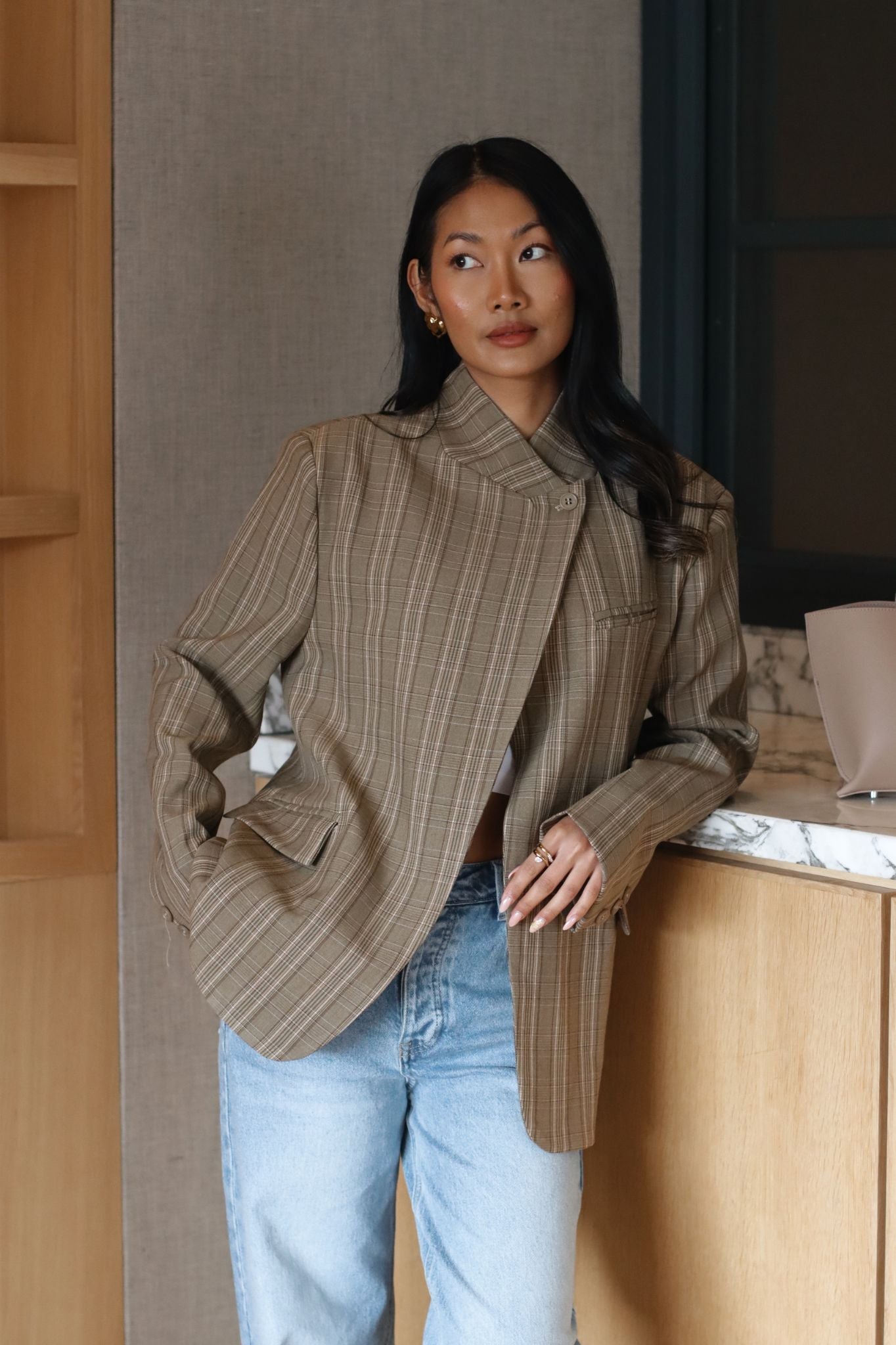 KENNEDY BLAZER BROWN CHECKERED