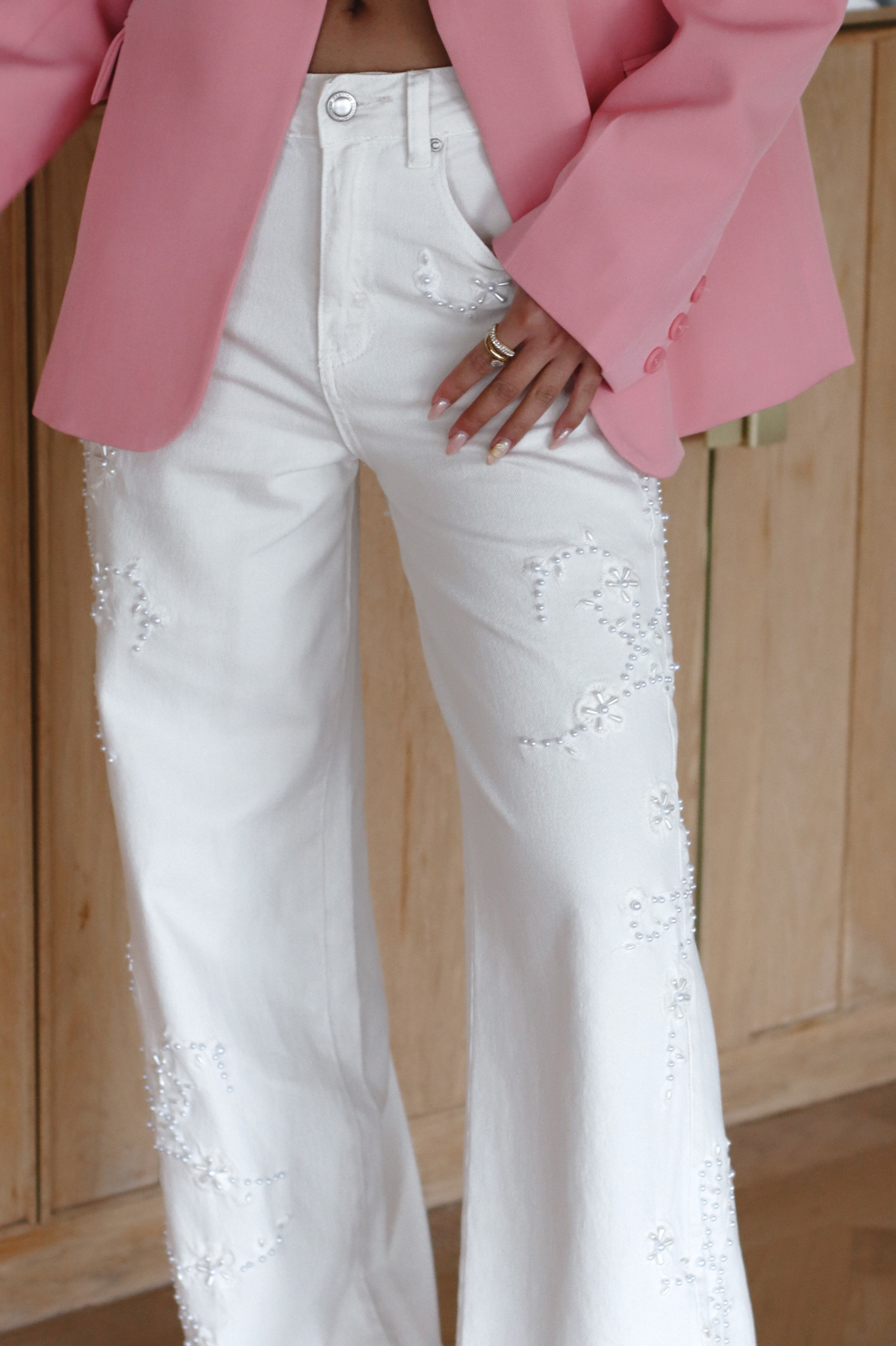 MONA EMBELLISHED WIDE JEANS