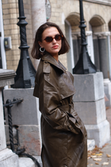 LONDYN FAUX LEATHER COAT KHAKI