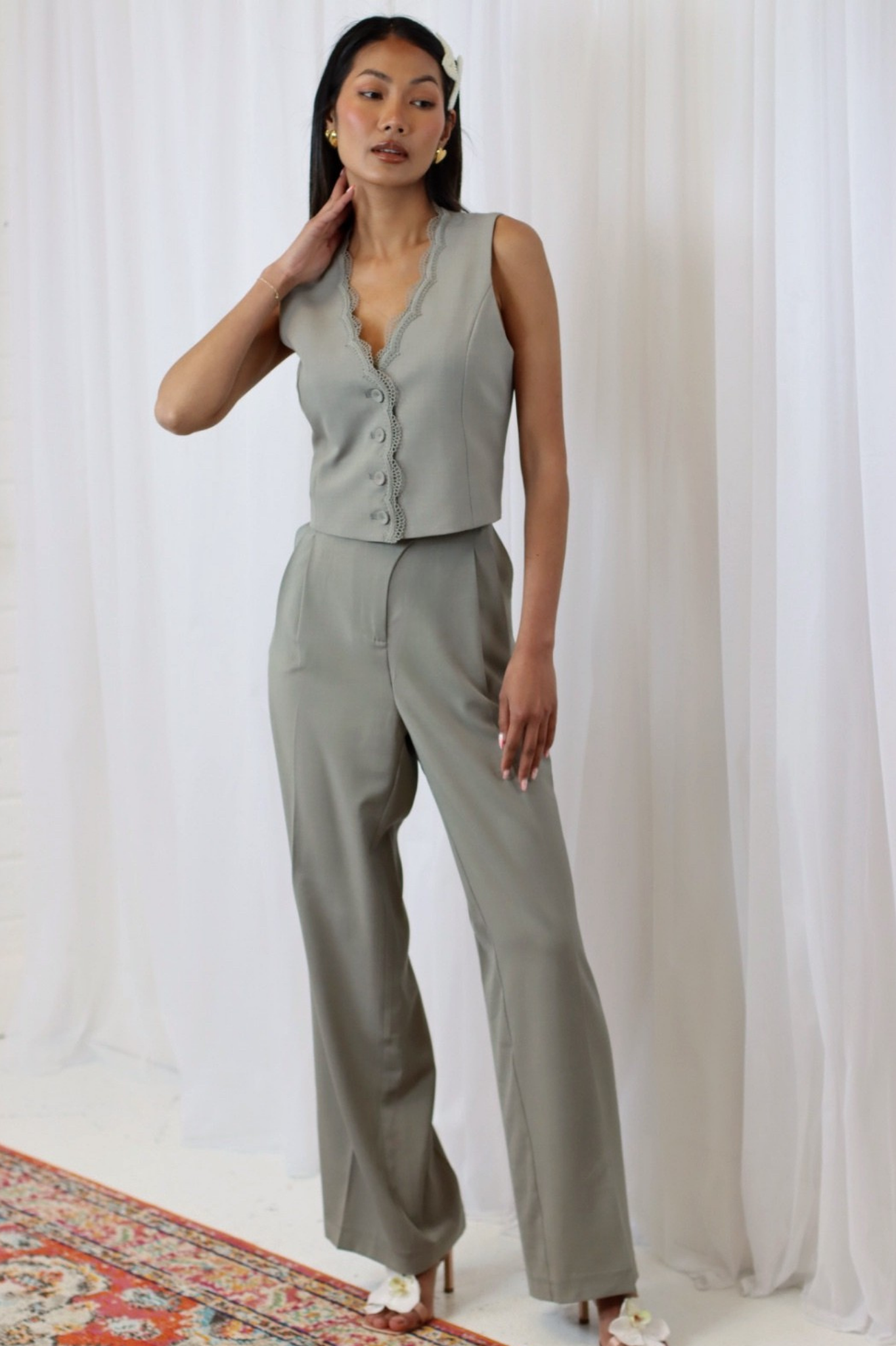 Sindee Shimmer Trousers Sage