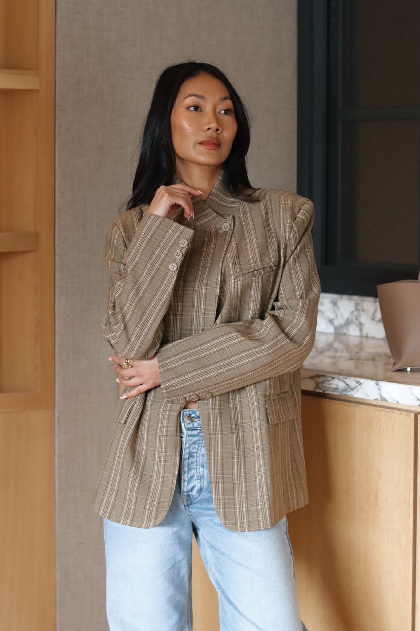 KENNEDY BLAZER BROWN CHECKERED