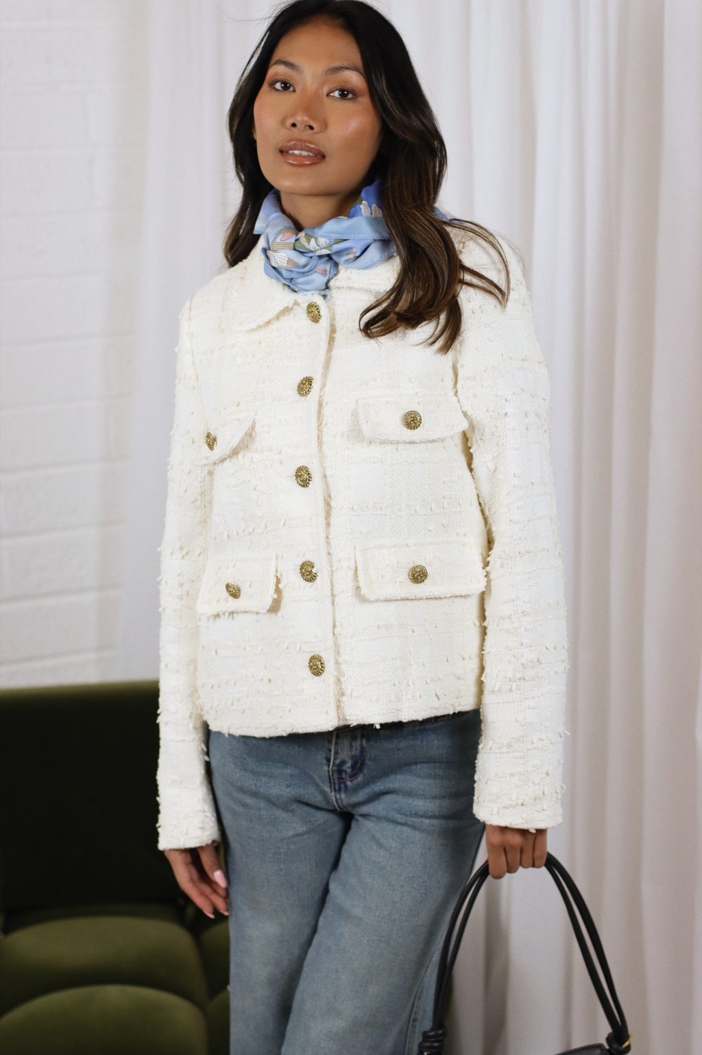 LAUREN TEXTURED JACKET OFF WHITE