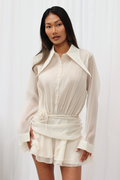 Saveria Mini Sheer Dress Beige