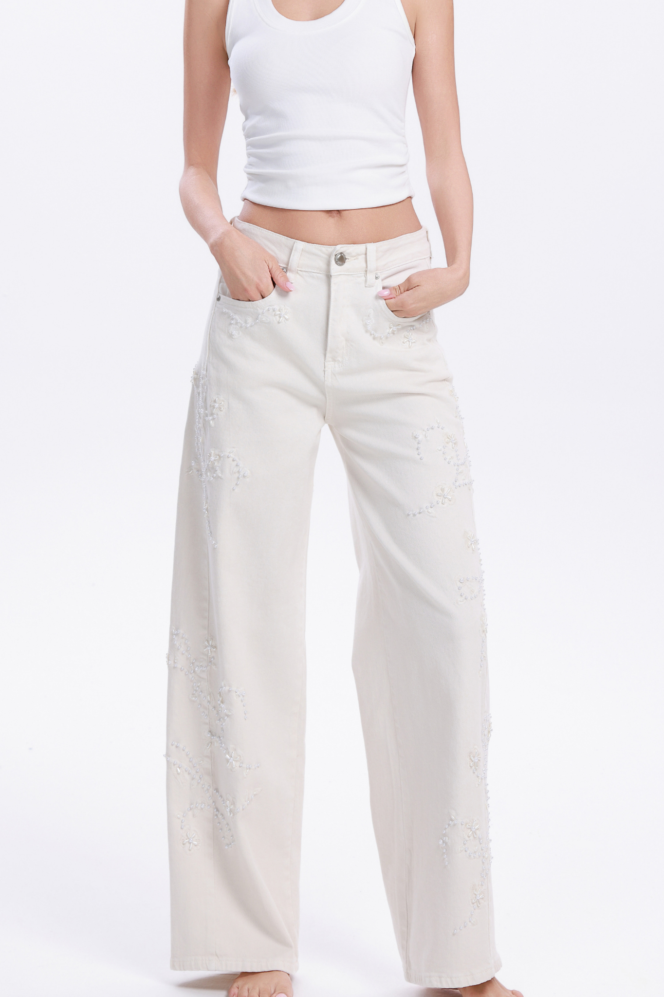 MONA EMBELLISHED WIDE JEANS