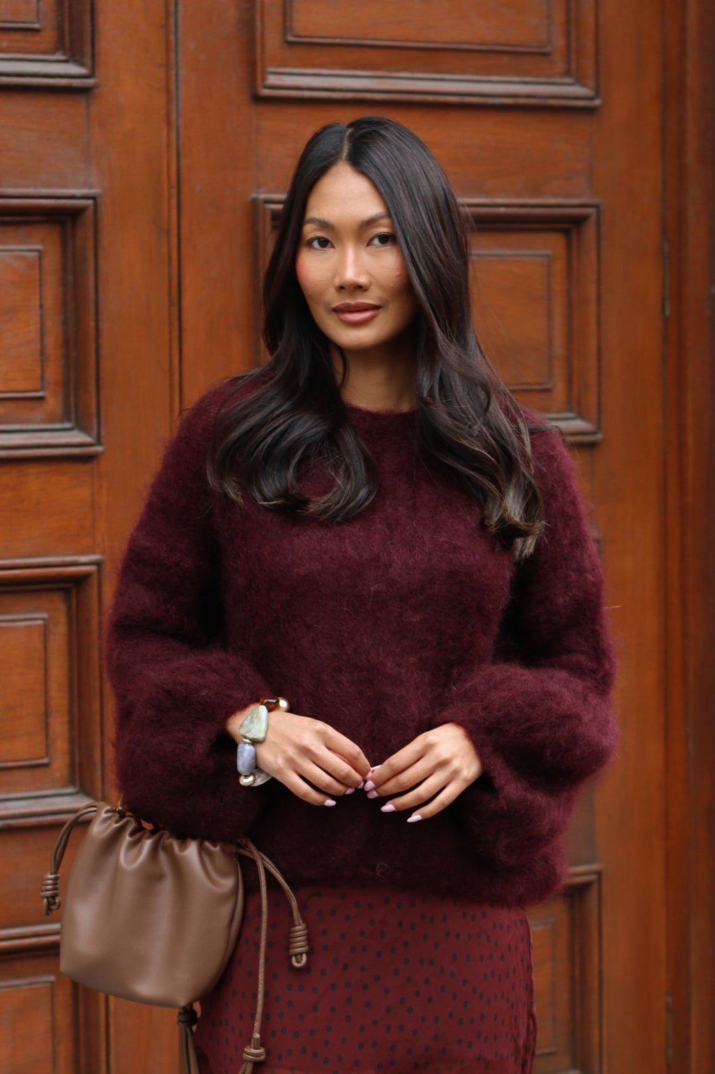 KELLY MOHAIR BLEND SWEATER WINE