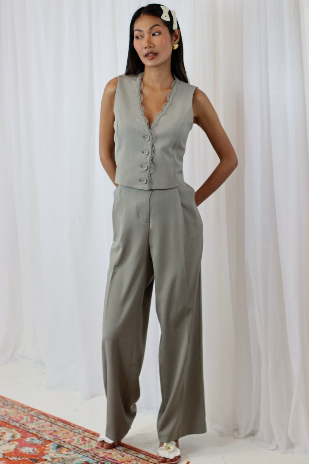 Sindee Shimmer Trousers Sage