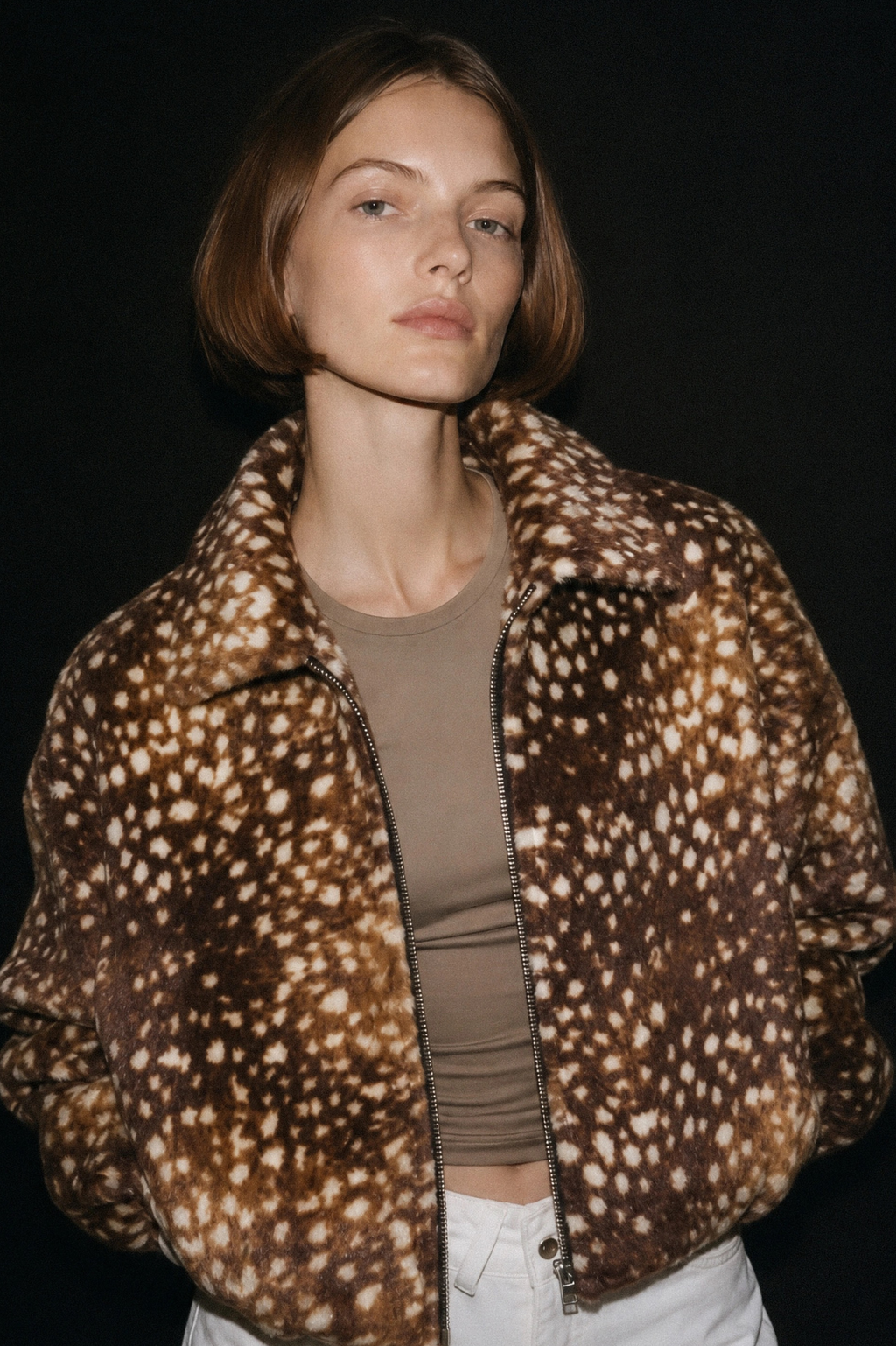 Deer Print Bomber Jacket