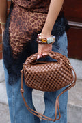 FINNEY WOVEN EFFECT LEATHER HANDBAG TAN