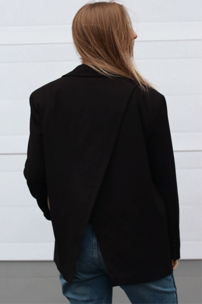 LORIE SPLIT BACK OVERSIZED BLAZER BLACK