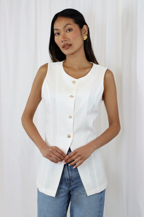 KAYLEE Waistcoat with linen Off white