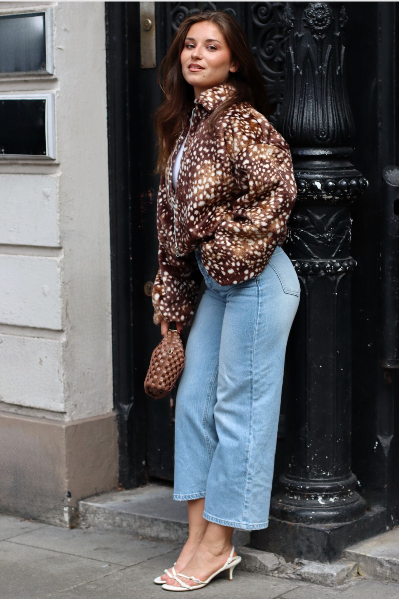 Romy Deer Print Bomber Jacket