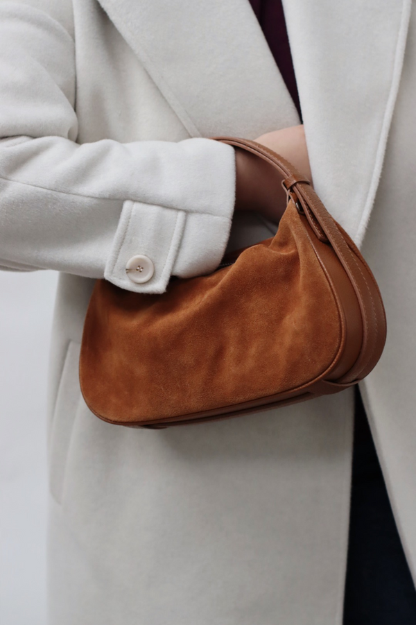 FAIM SUEDE HALF MOON BAG WARM TAN