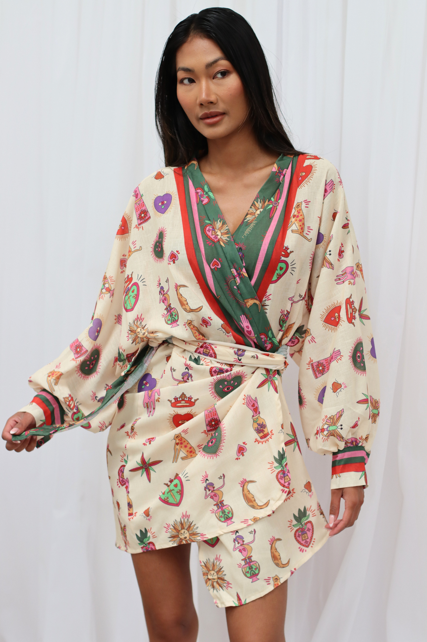 Sonia Mini Wrap Dress Hearts