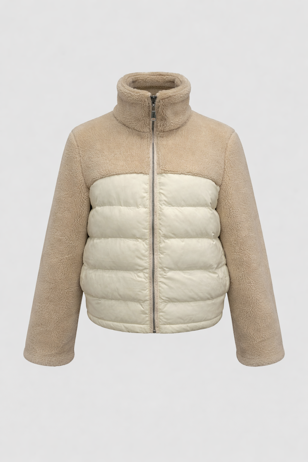 Gia Reversible Teddy Puffer Jacket Beige