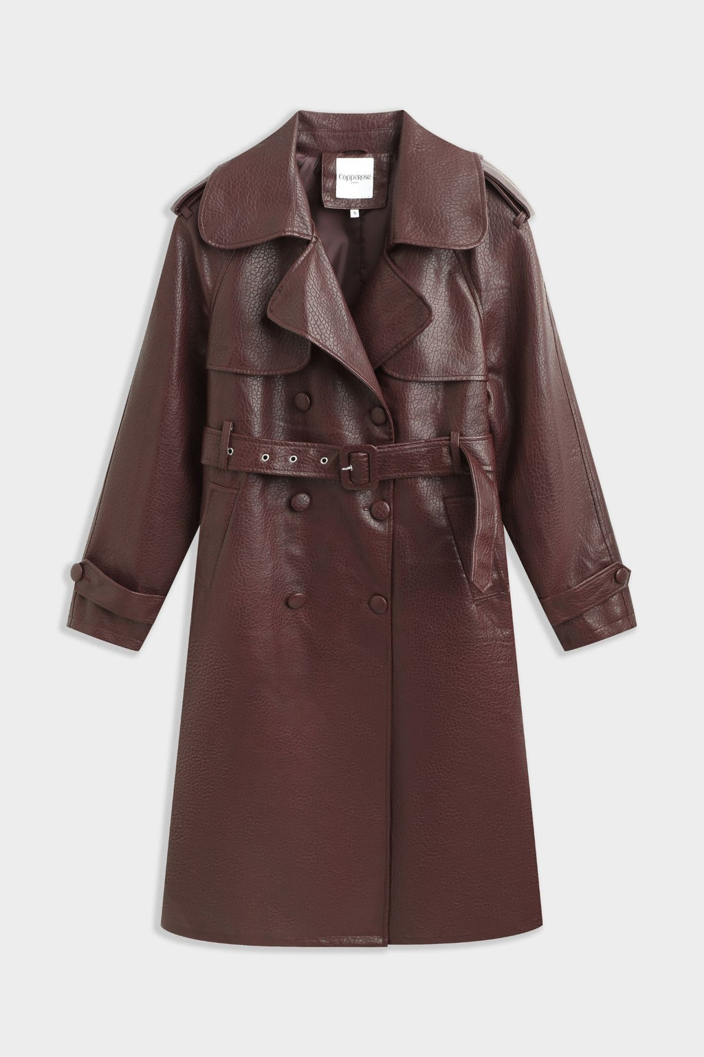 LONDYN FAUX LEATHER COAT BURGUNDY