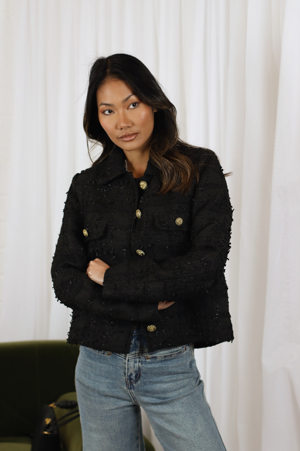 LAUREN TEXTURED JACKET BLACK