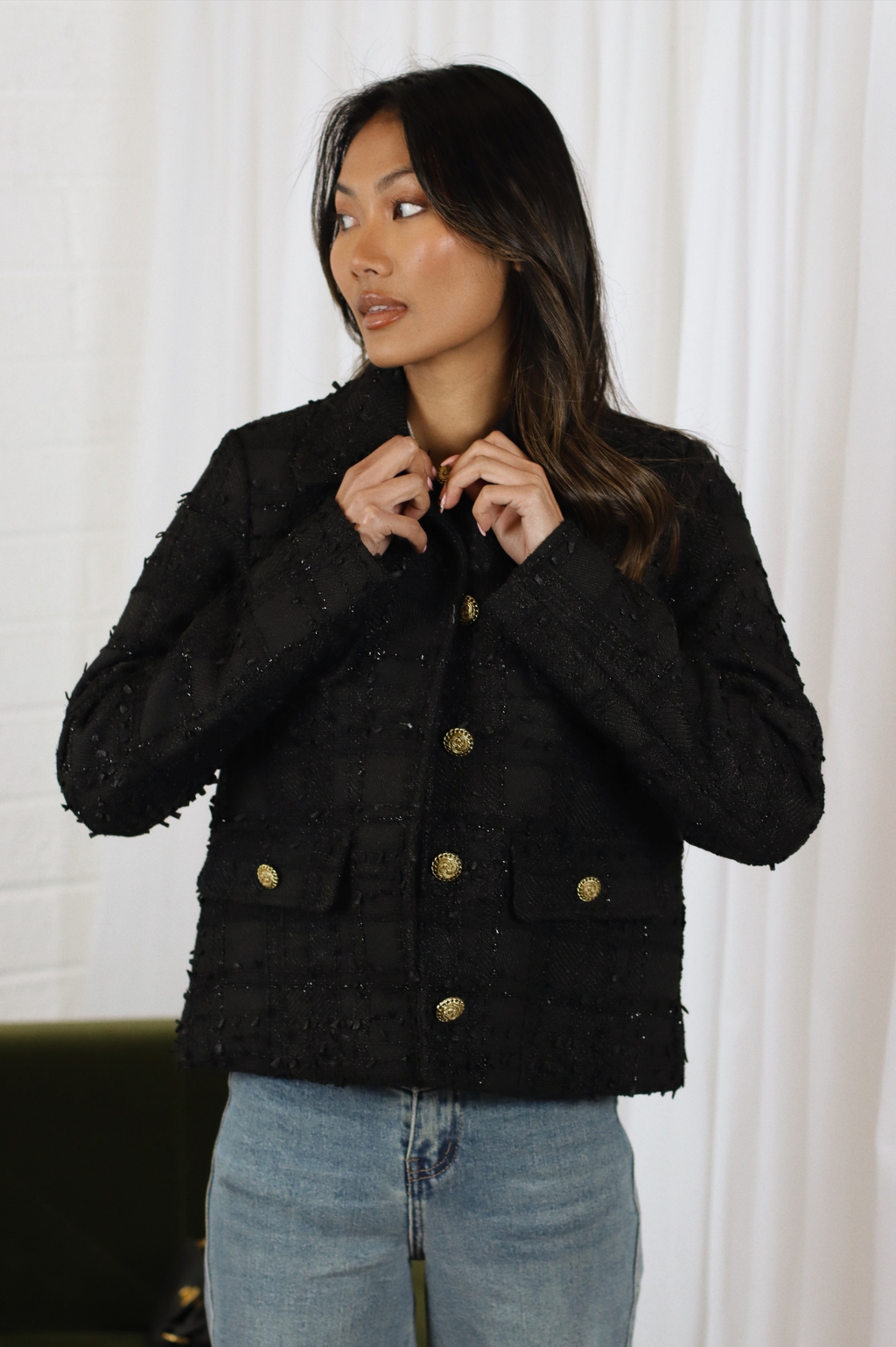 LAUREN TEXTURED JACKET BLACK