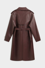 LONDYN FAUX LEATHER COAT BURGUNDY