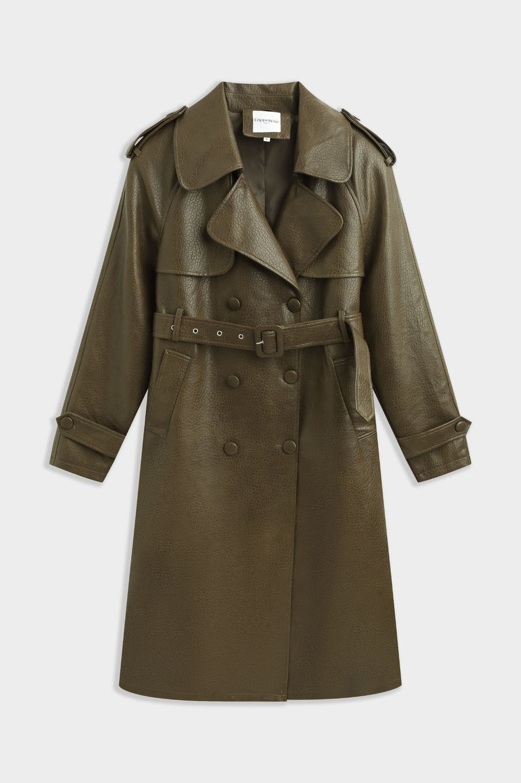 LONDYN FAUX LEATHER COAT KHAKI