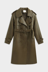 LONDYN FAUX LEATHER COAT KHAKI