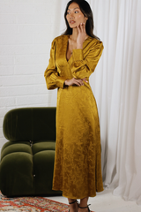 SUZETTE JACQUARD DRESS MUSTARD