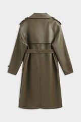 LONDYN FAUX LEATHER COAT KHAKI