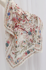 White & Pink Floral Scarf