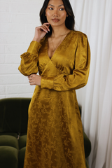 SUZETTE JACQUARD DRESS MUSTARD