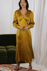 SUZETTE JACQUARD DRESS MUSTARD