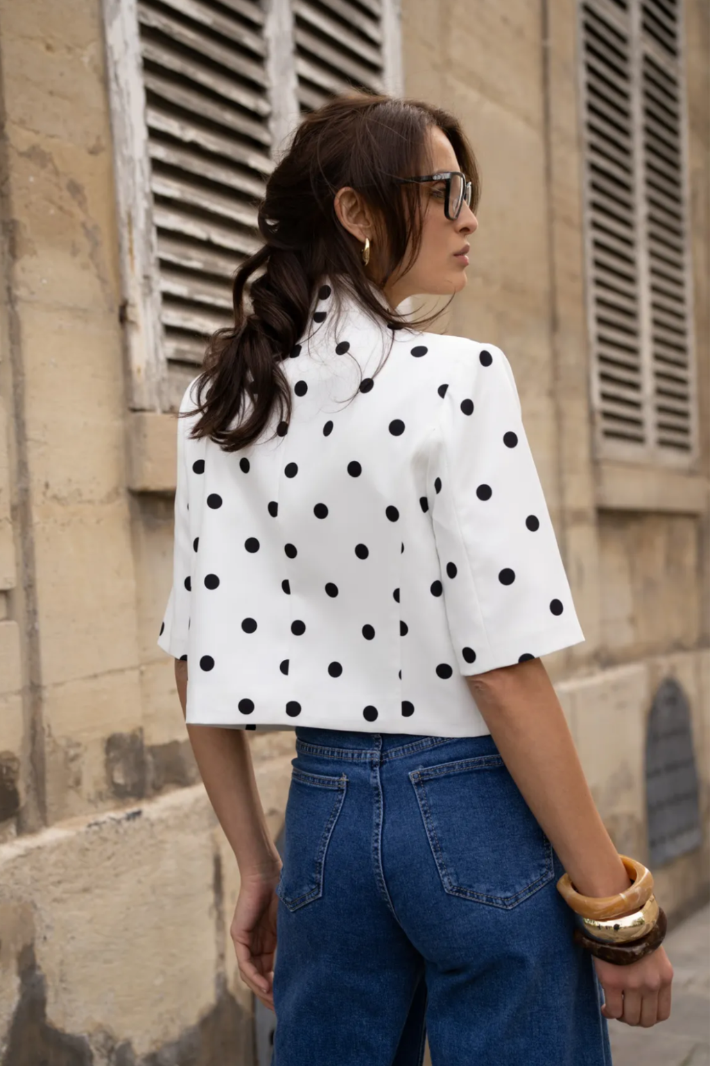 Kenny Polka Dot Cropped Blazer